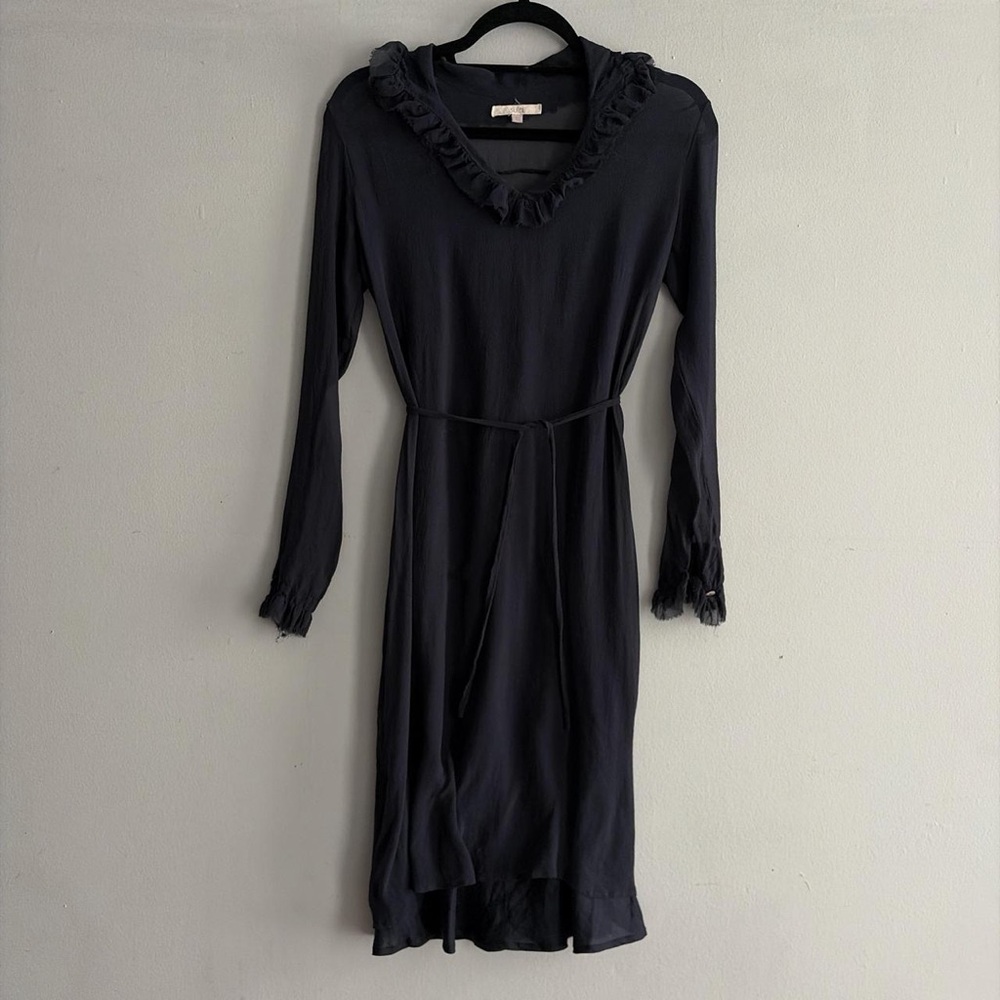 Sula Silk Dress in Navy charcoal